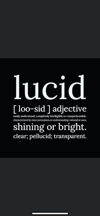 the word lucid on a black background